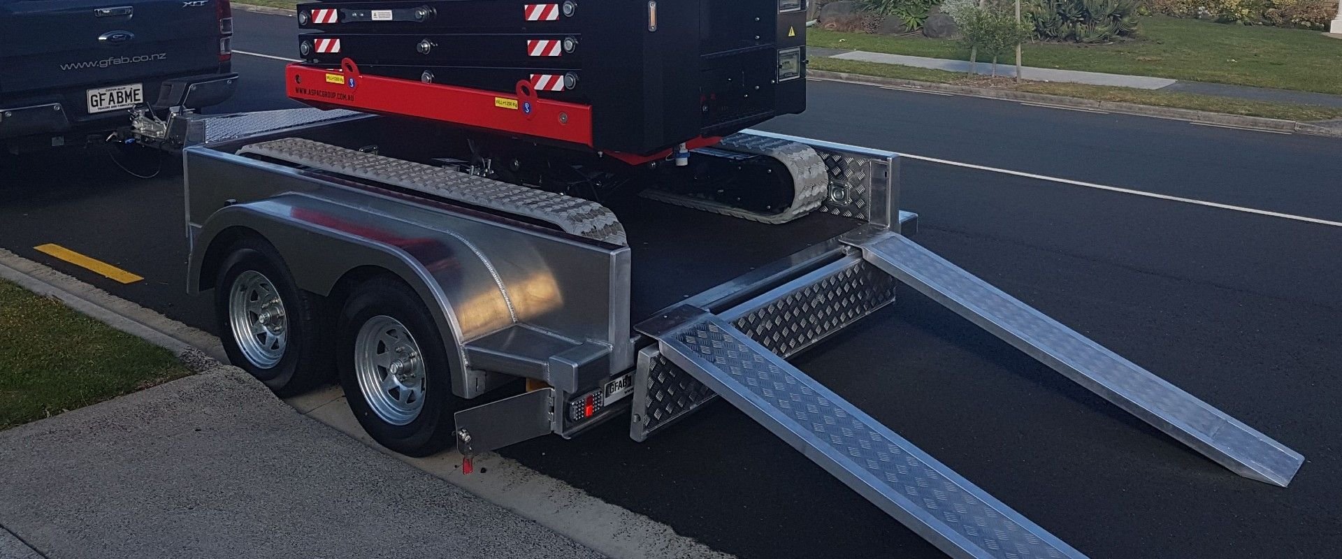 GFAB Trailers - 2500x1770 Alloy Scissor Lift Trailer - 3500 GVM, ramps & ramp storage - Athena 1090